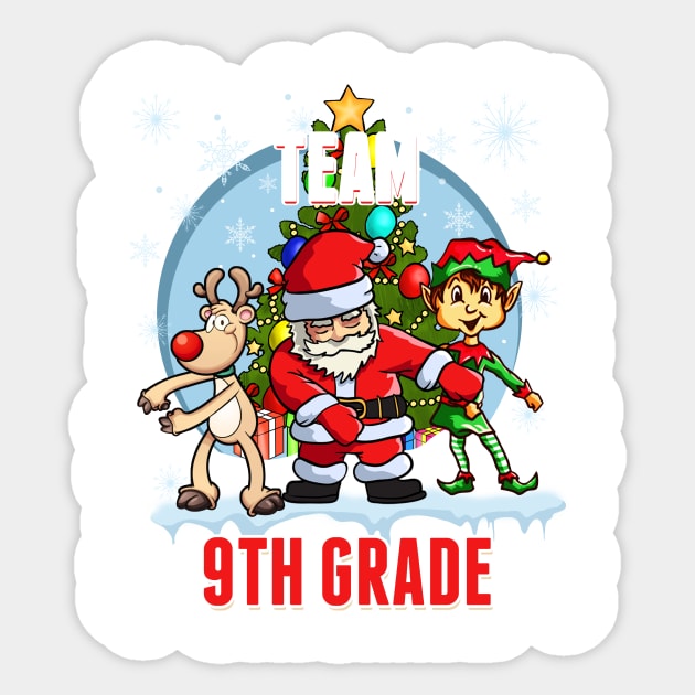 Team 9TH GRADE Santa Elf Reindeer Flossing Kids Christmas Sticker by johnbbmerch